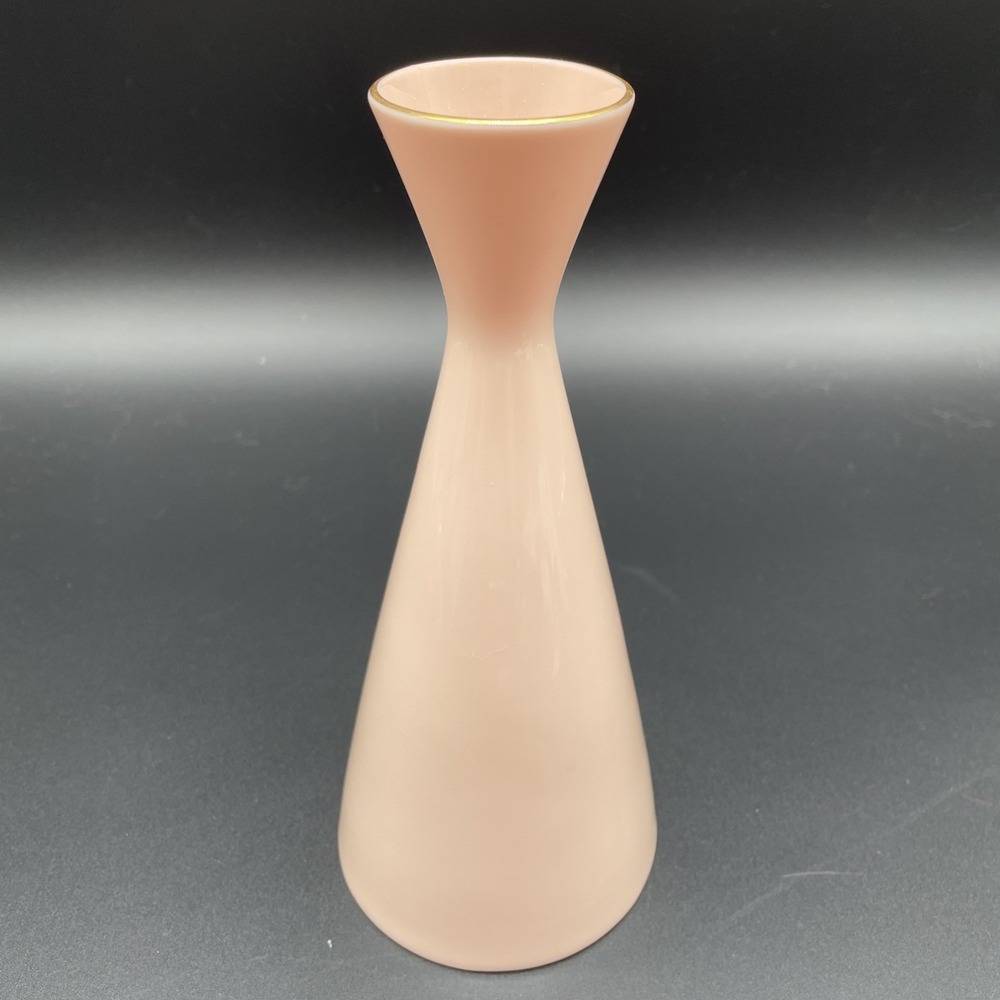 VTG MCM Lenox 24k Gold Trim Porcelain Bud Vase Pale Pink 8" Tall EUC USA